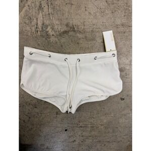 Michael Kors Women's White Ribbed Drawstring Swim Shorts Size Large NWT